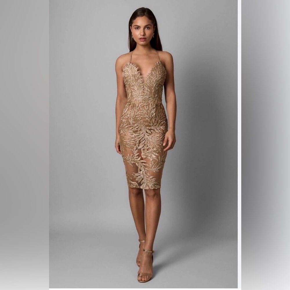 NADINE MERABI Talia Gold Dress